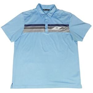 Travis Mathew Striped Blue Performance Golf Polo Shirt XL
